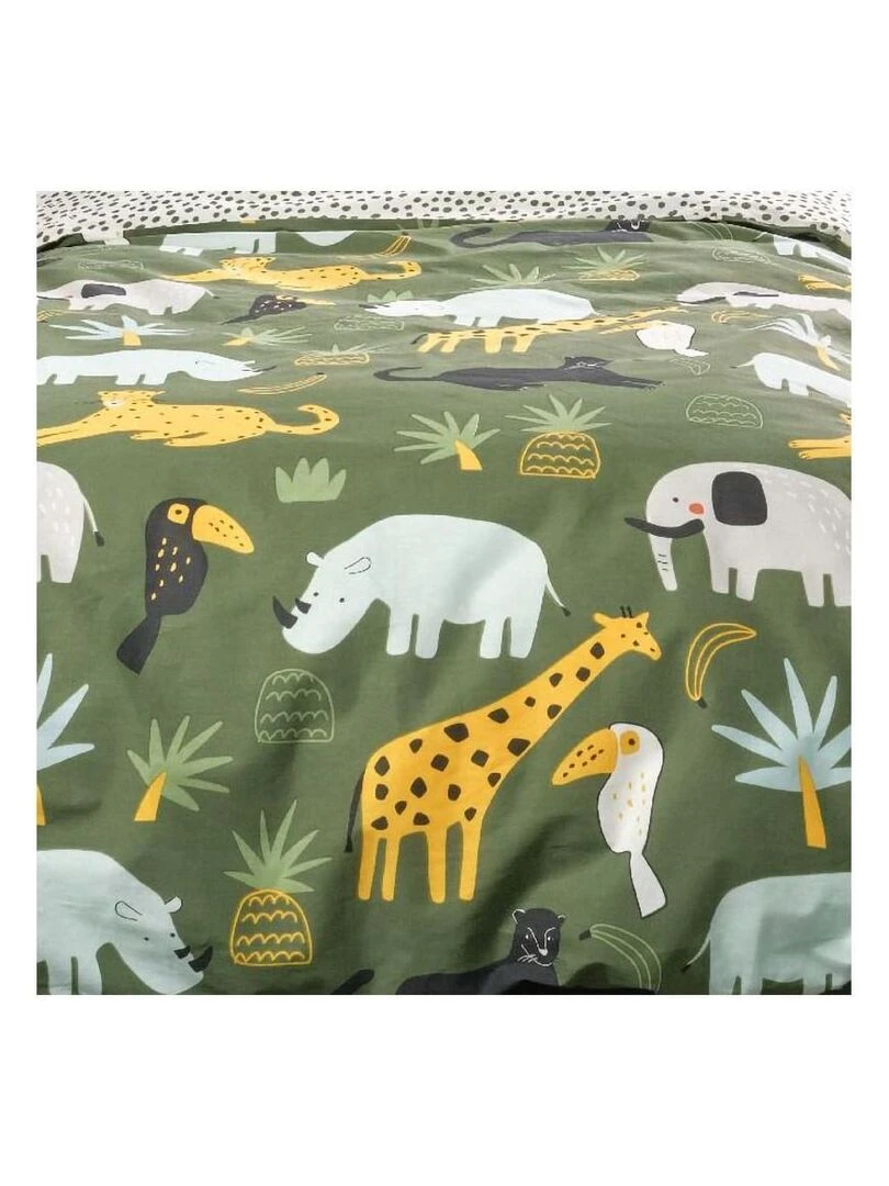 Housse de couette 140x200 Happy 4.9 + 1 taie 100% coton 57 fils   Vert