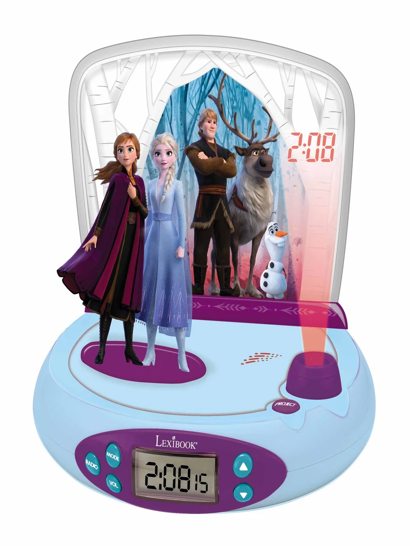 Réveil Projecteur Reine Des Neiges Avec Anna Et Elsa En 3d Et Sons Magiques N/A