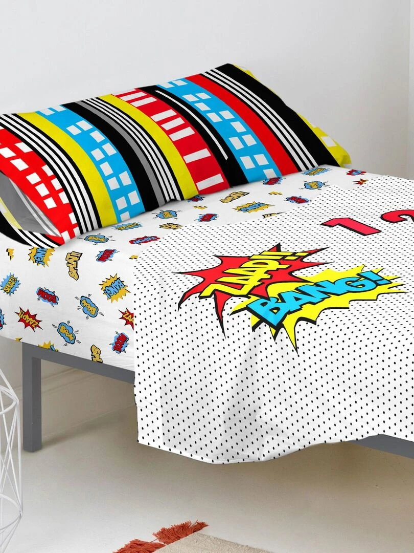 Drap housse Bat "Happyfriday" Blanc