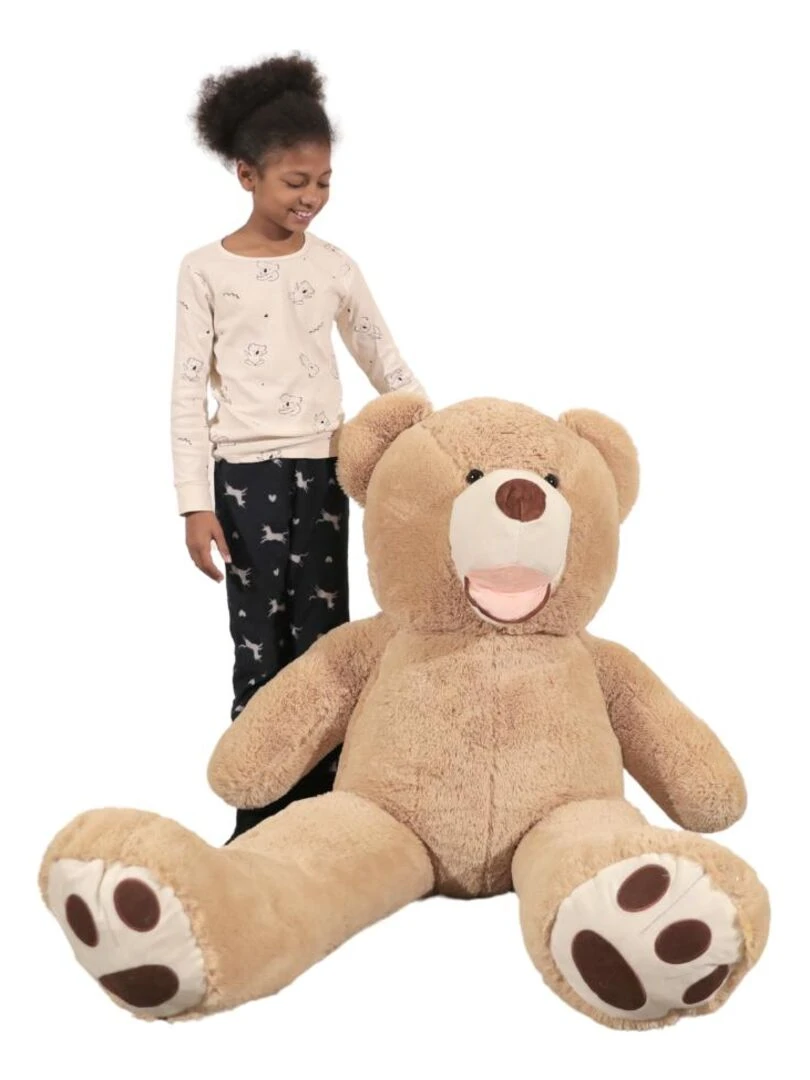 Peluche Nounours Géant 160 cm   Doux et Moelleux   Câlins Réconfortants   Bananair   Beige