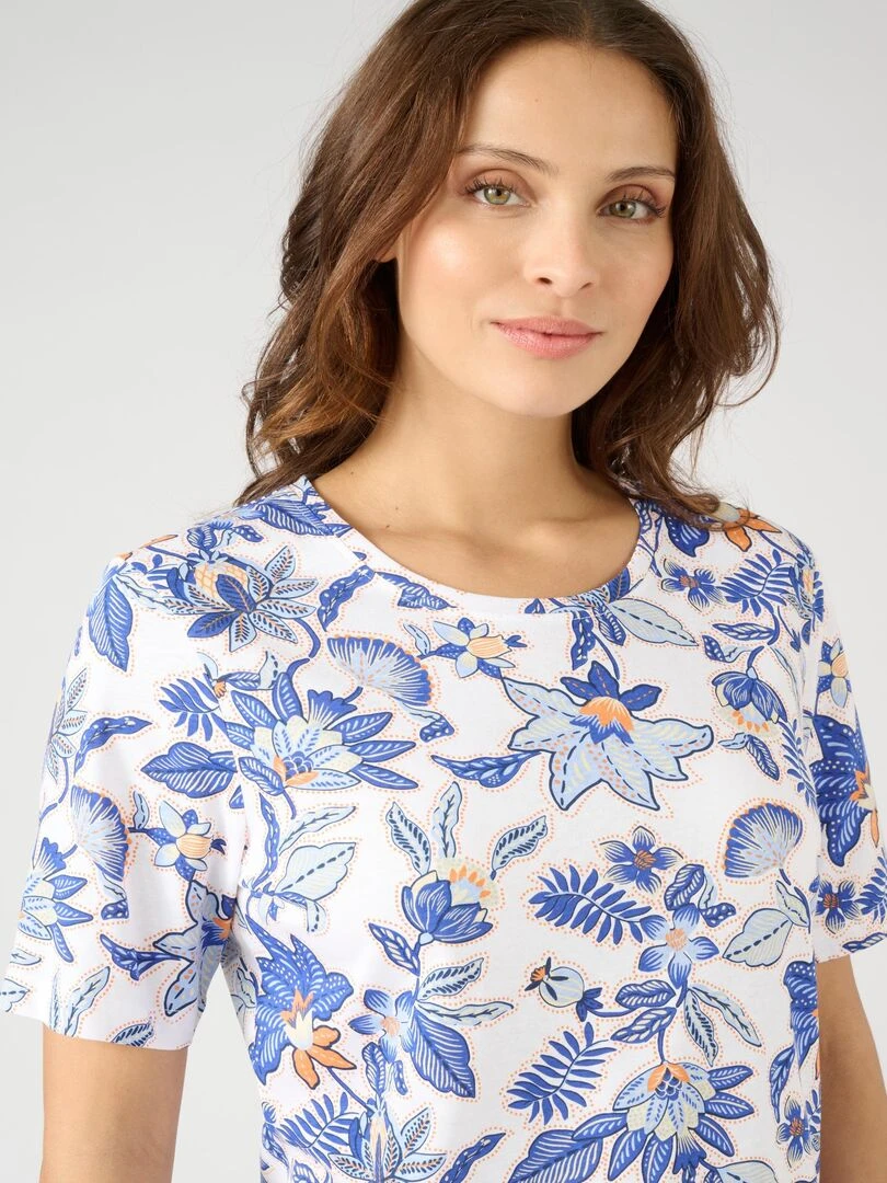 Tee shirt imprimé manches courtes. Damart Bleu
