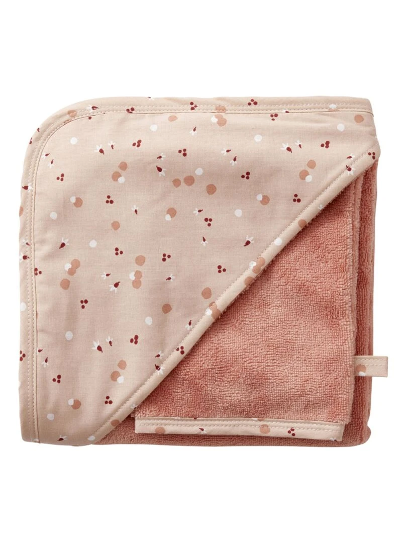 Cape de bain + gant Blooming day (70 x 70 cm) Orange corail