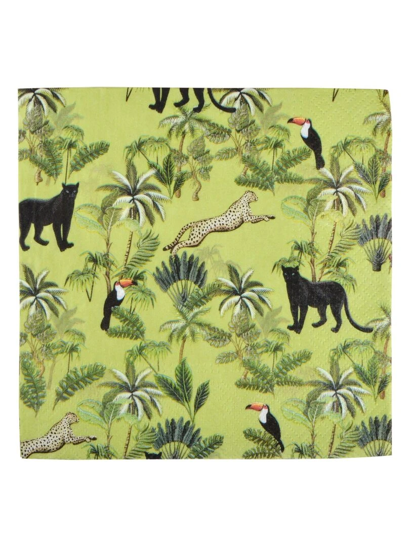Lot de 20 serviettes en papier Toucan palmeraie Vert