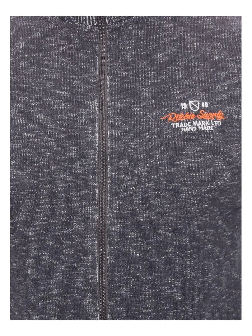 Gilet zippé col cheminée en coton ANTONIO   Gris