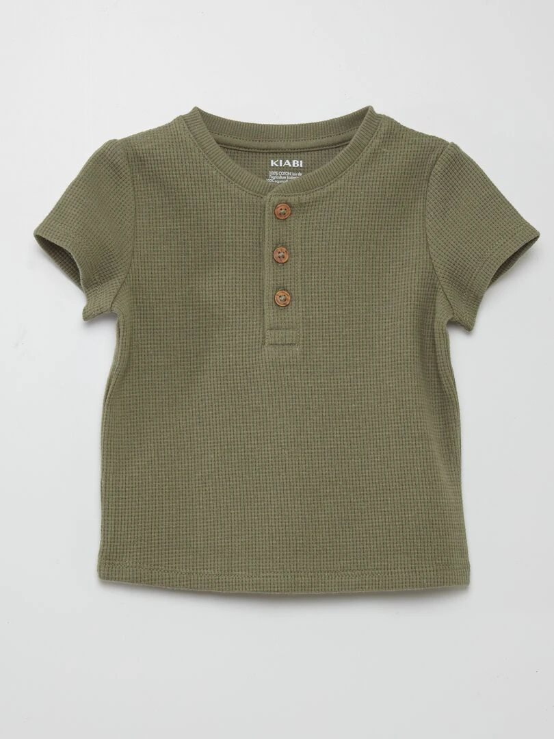 T shirt en maille gaufrée Vert
