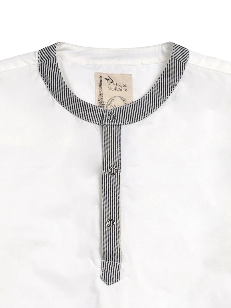 Chemise Blanche Col Mao pour Garçon  RIMBAUD   'LA FAUTE A VOLTAIRE'   Blanc