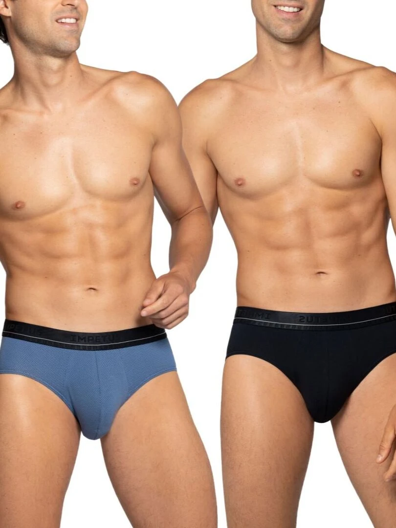 Pack de 2 slips uni et à petit pois en coton Coco Bleu