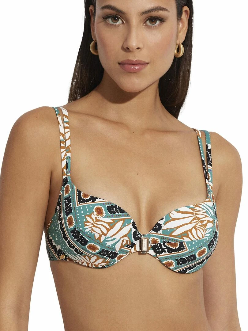 Haut maillot de bain armaturé préformé multipositions Bari Vert
