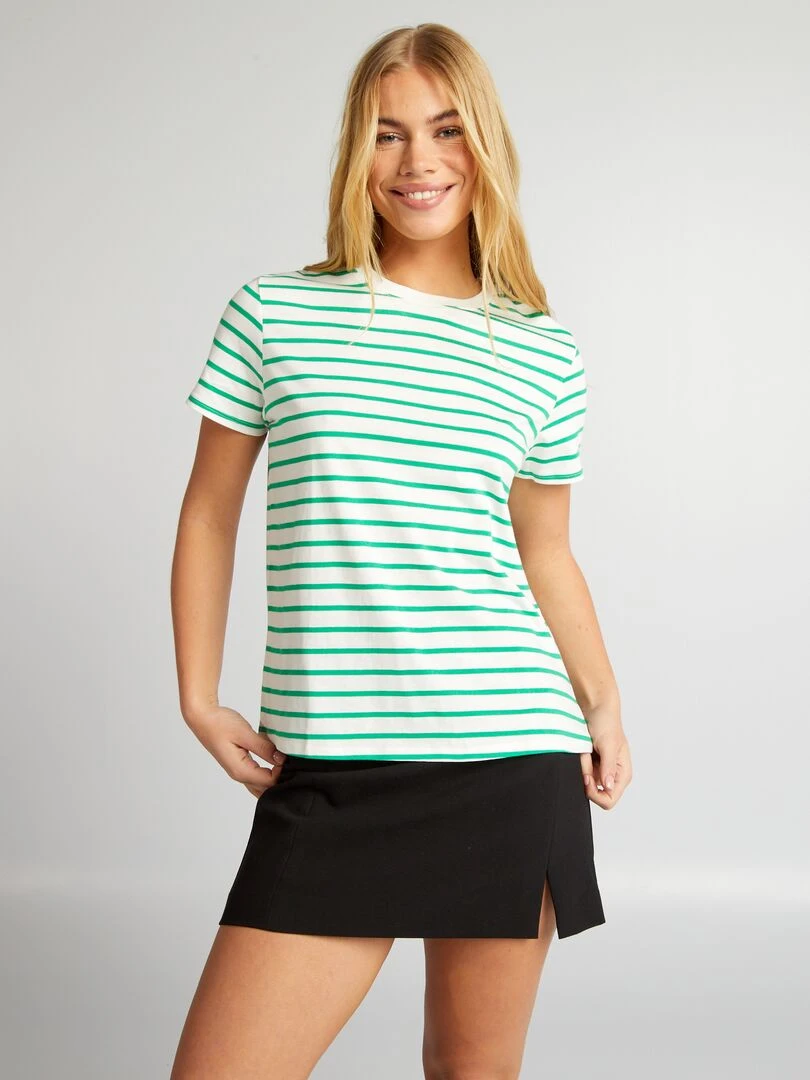 T shirt en jersey imprimé   Rayé vert