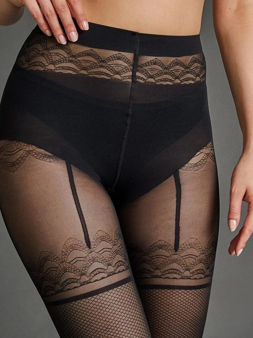 Collant fantaisie 40 deniers Felicita   RougeGorge Lingerie   Noir