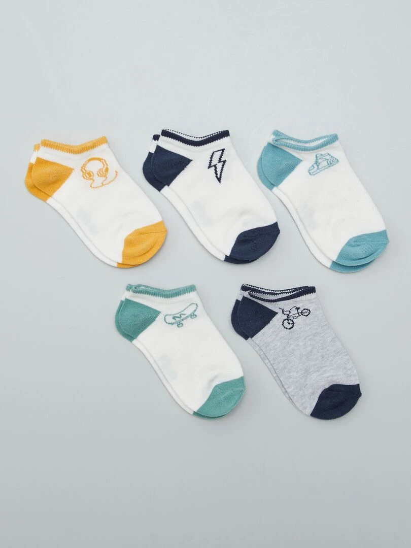 Chaussettes invisibles Vert/marine.jaune