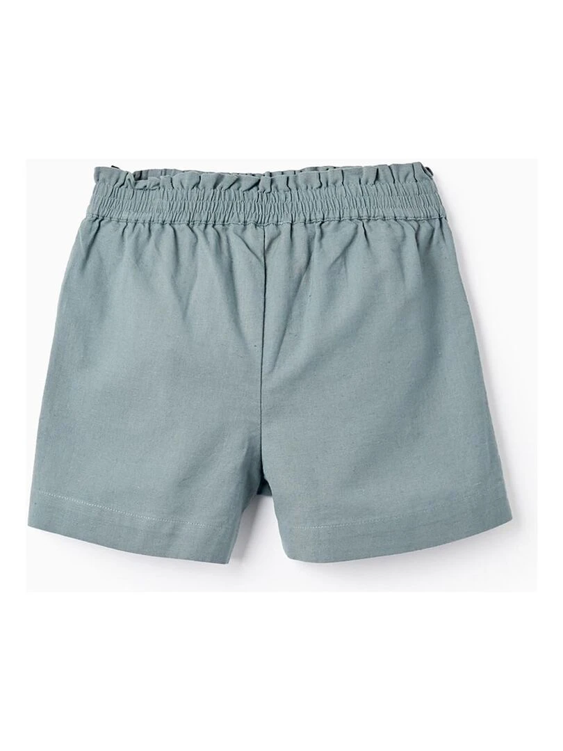 Shorts En Coton Et Lin Avec Broderies Et Perles Pour Fille Vert
