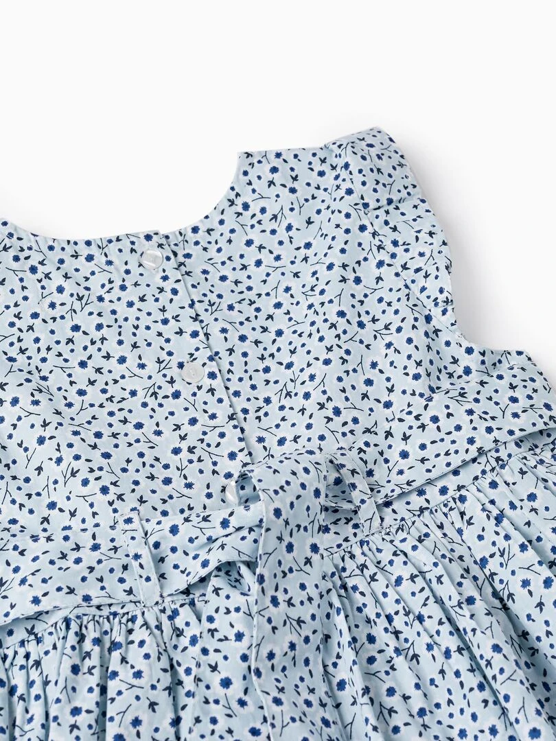 Robe Florale avec Volants pour Fille manches courtes CÉRÉMONIE   Bleu clair