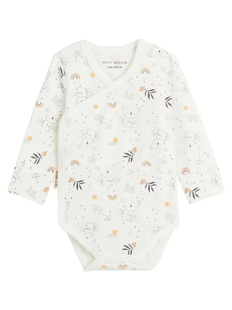 Lot de 2 bodies bébé manches longues ouverture croisée Nuage   Gris Gris