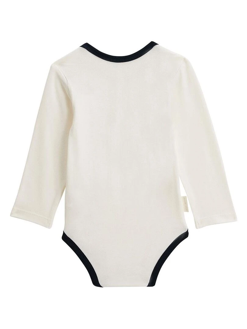 Lot de 2 bodies bébé manches longues Bisou Magique   Ecru