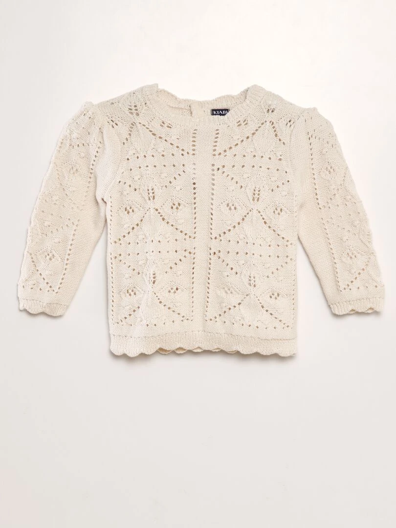 Pull en maille compact fantaisie Blanc