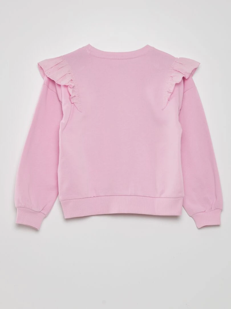 Sweat à volants imprimé 'Miss Bunny'   Rose