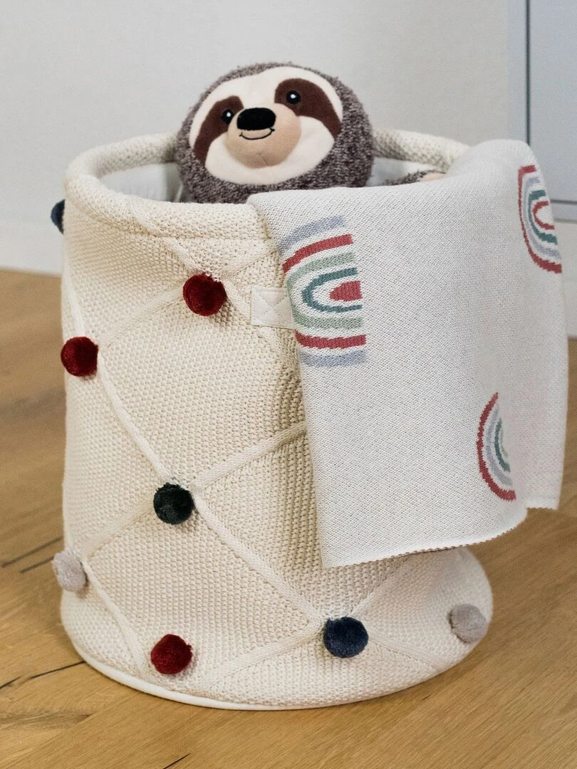 Panier de rangement Pompon Beige