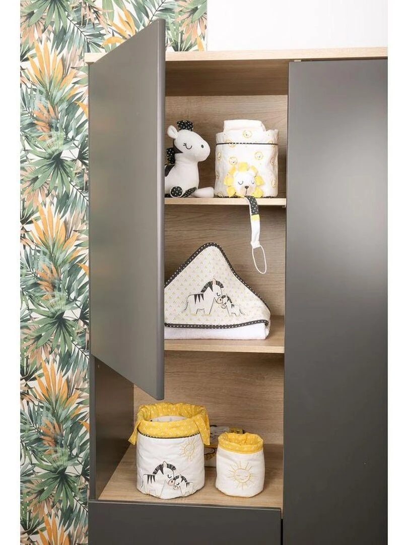 Attache tétine bébé en velours lion SAUTHON Jaune