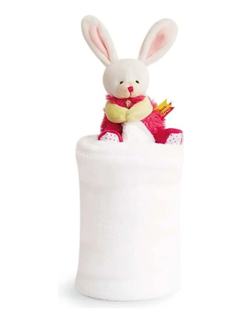 Doudou Doudou et compagnie Lapin Rose Fraise Couverture Plaid Rose