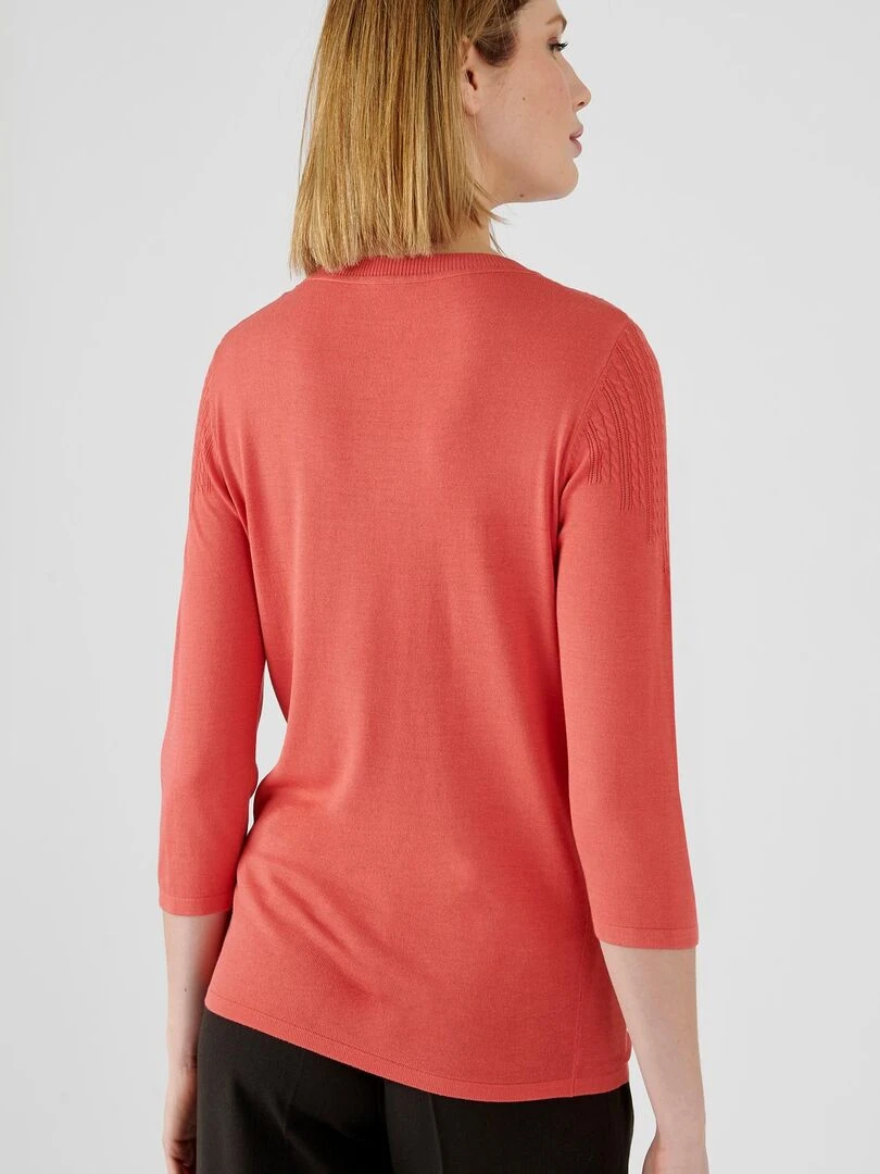Pull fin manches 3/4   Damart   Rouge