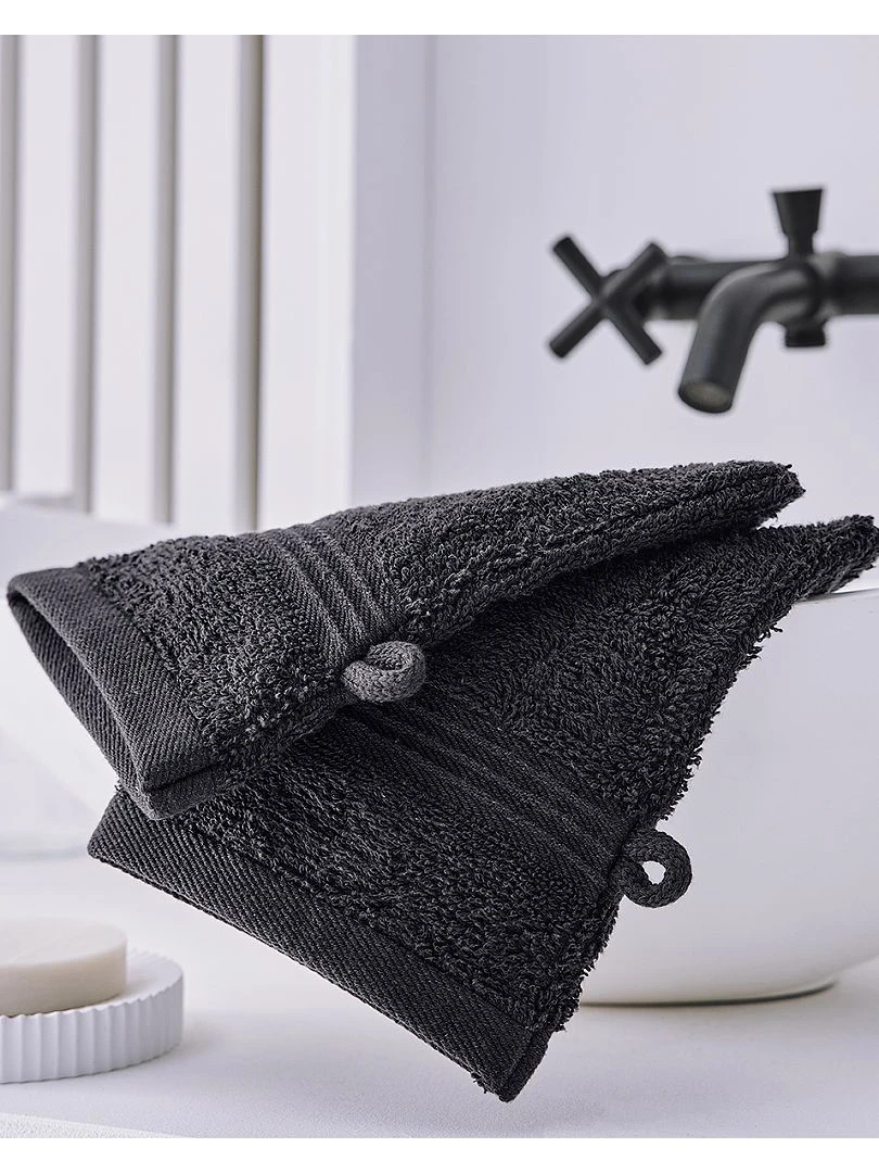 Lot de 2 gants de toilette noir