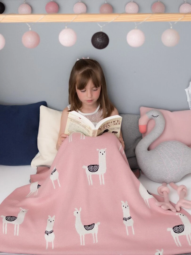 Couverture plaid   LAMA   Rose