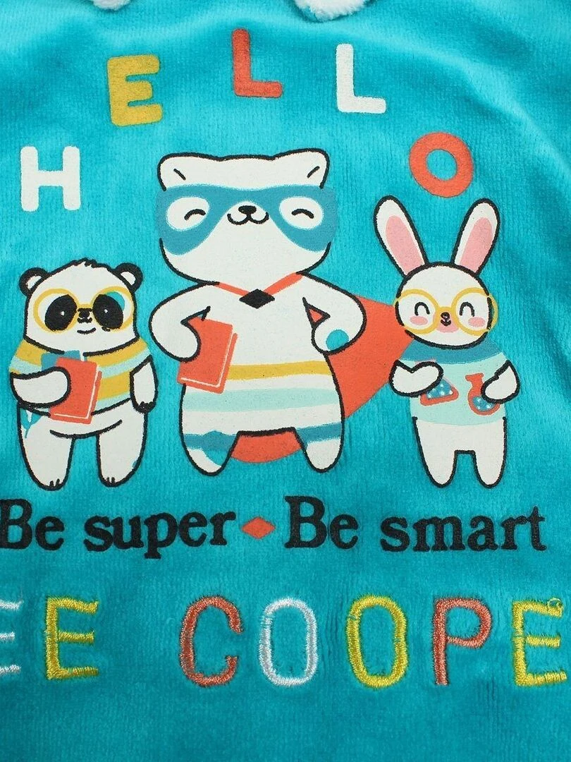 Lee Cooper   Grenouillere bébé garçon imprimé Lee Cooper en coton   Bleu turquoise