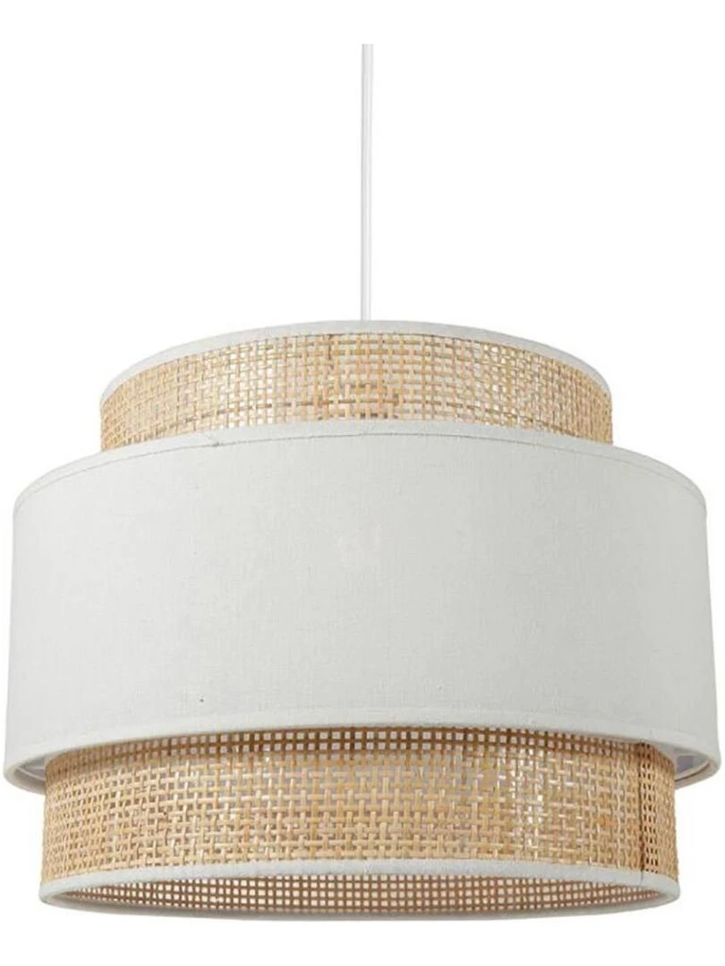 Suspension ronde 3 abat jours rotin blanc D40 Blanc