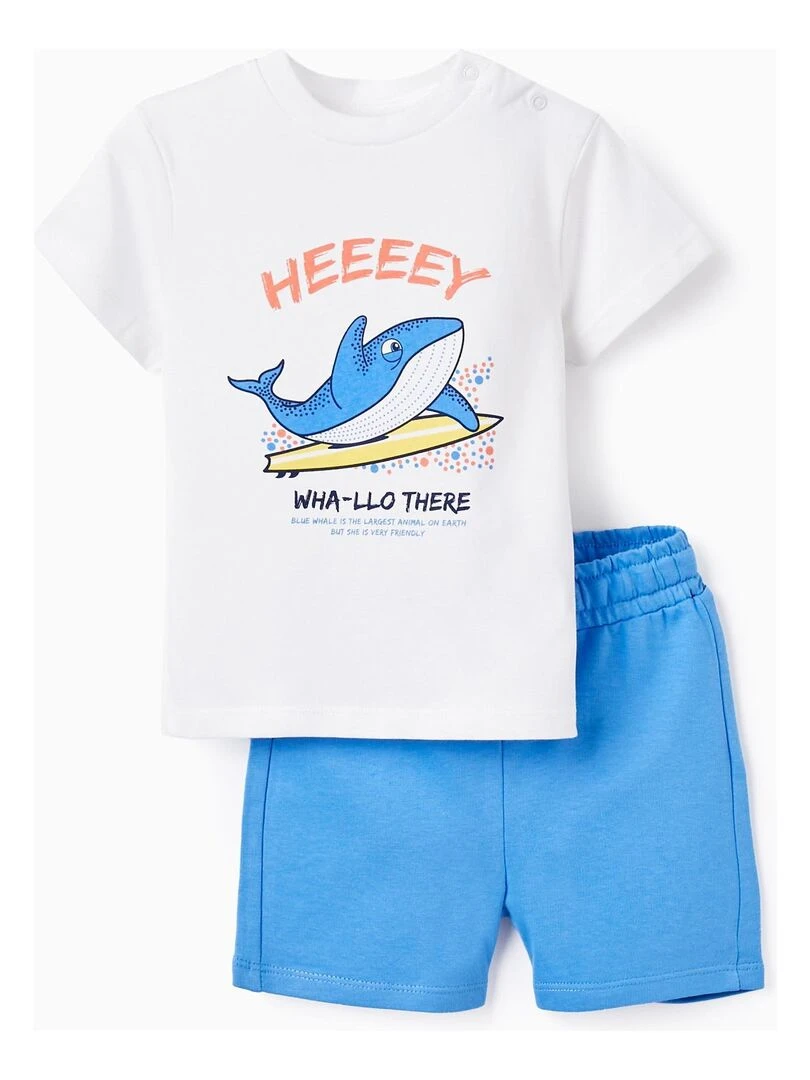 T shirt + Short pour Bébé Garçon 'Baleine Bleue' AUSTRALIAN SURFING Blanc