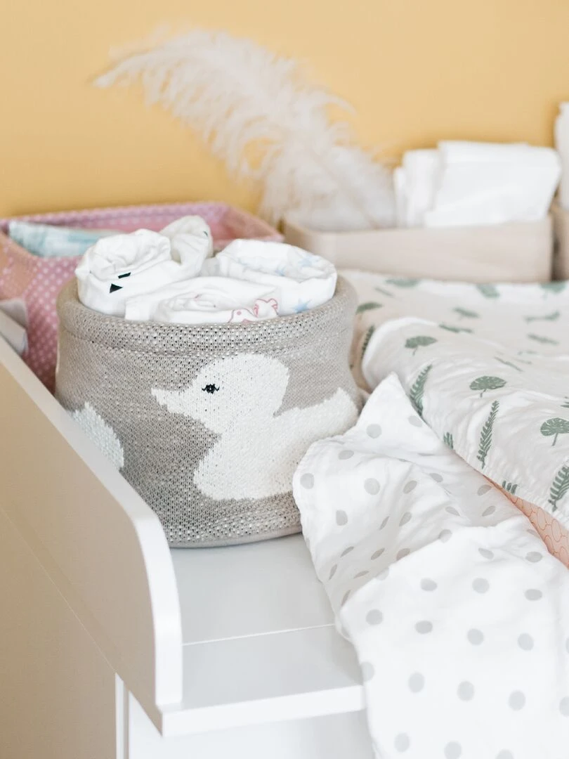 Petit panier de rangement en coton   Beige
