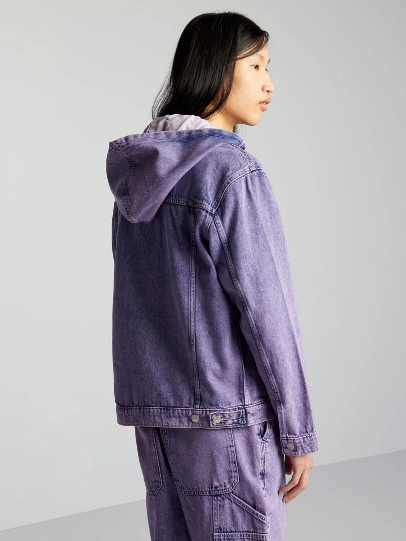Veste à capuche en jean délavé   Violet