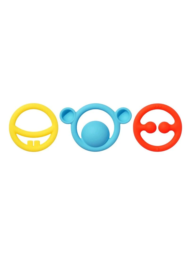Set de 3 anneaux de dentition tactiles Jaune Rouge et Bleu NIGI NAGI & NOGI Multicolore