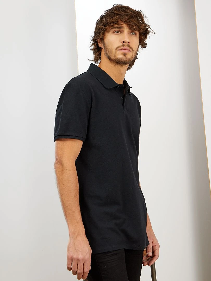Polo en piqué de coton   noir