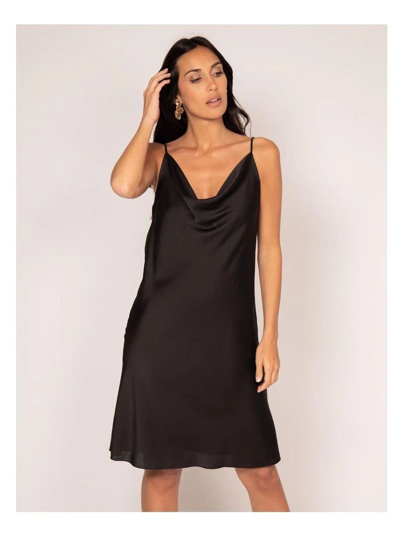 Robe courte satin IDALIA Noir