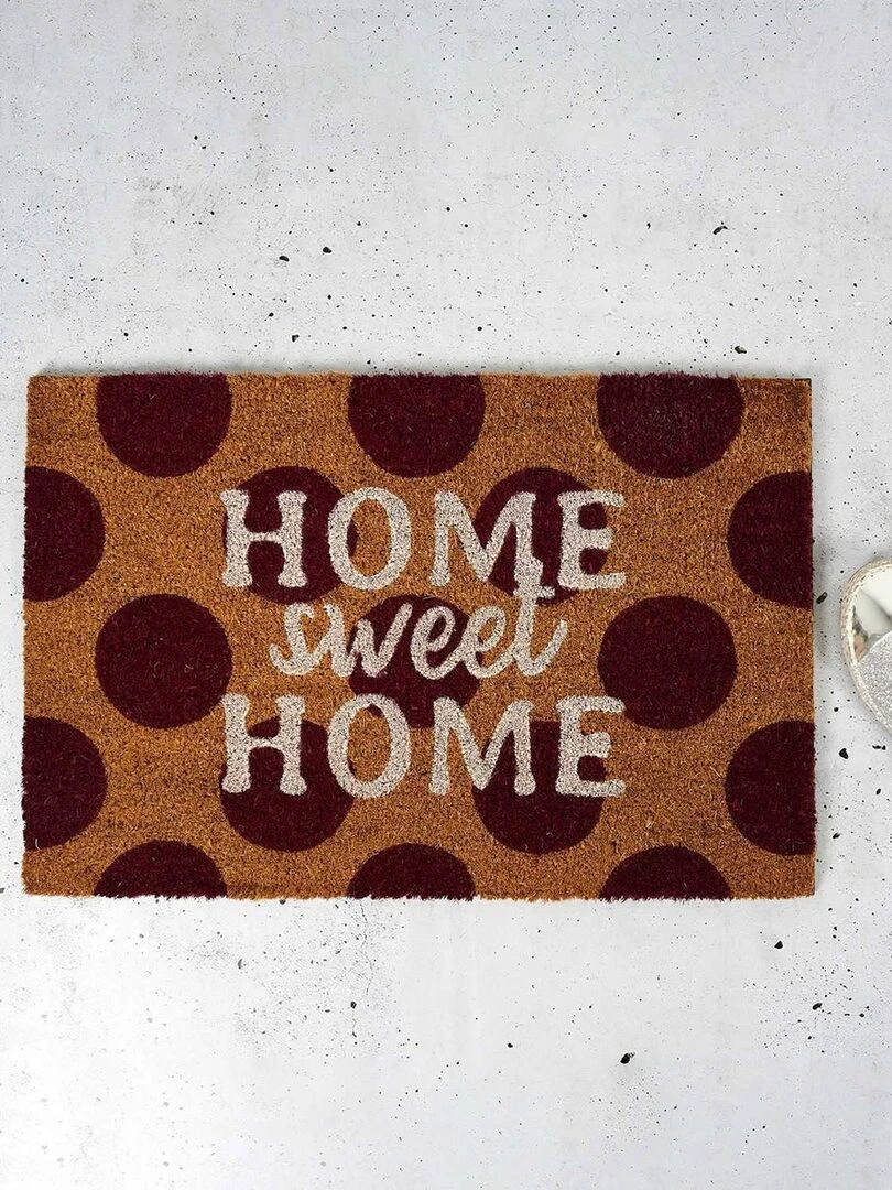 Paillasson Coco 40x60 cm pois Home Sweet Home Marron