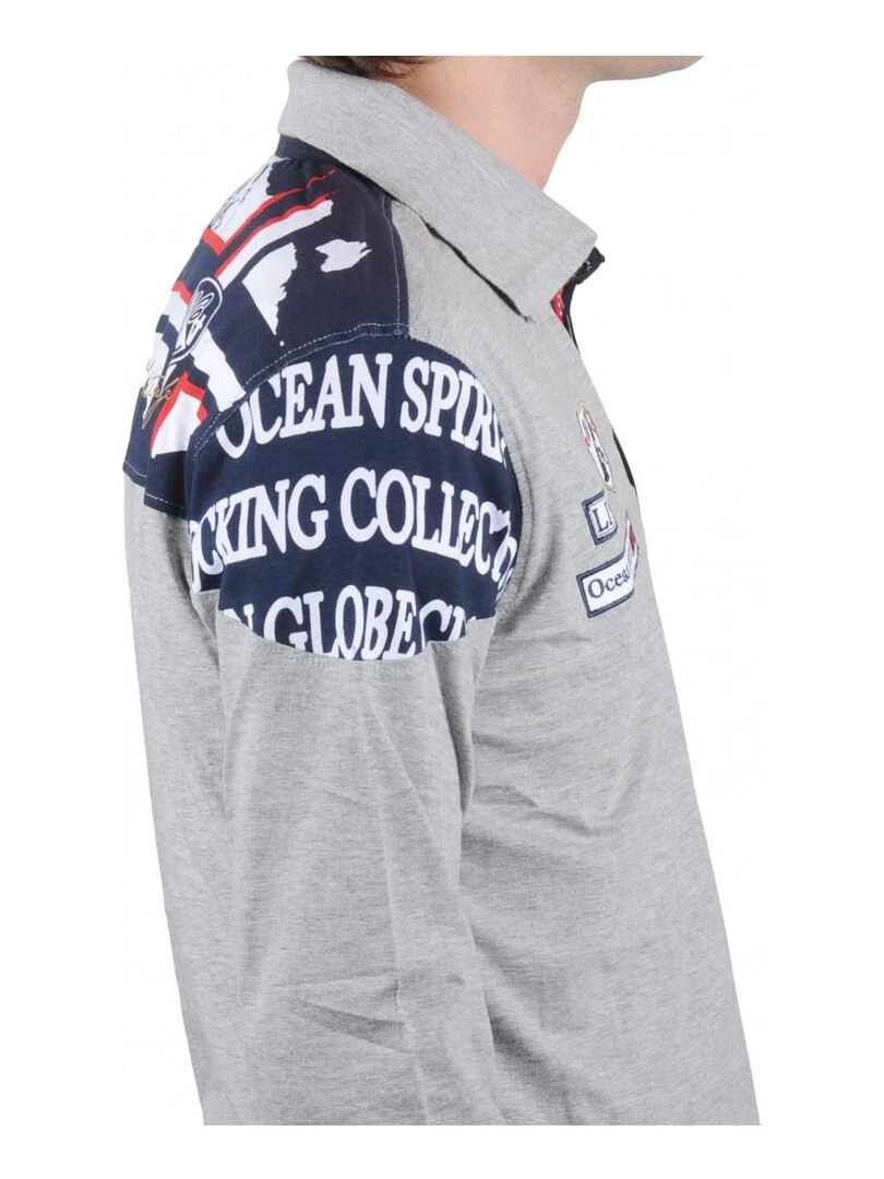 Polo manches longues homme CALANK   VENT DU CAP   Gris