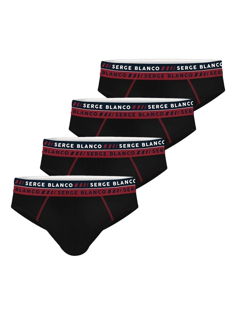 Lot de 4 slips homme en coton French Serge Blanco Noir
