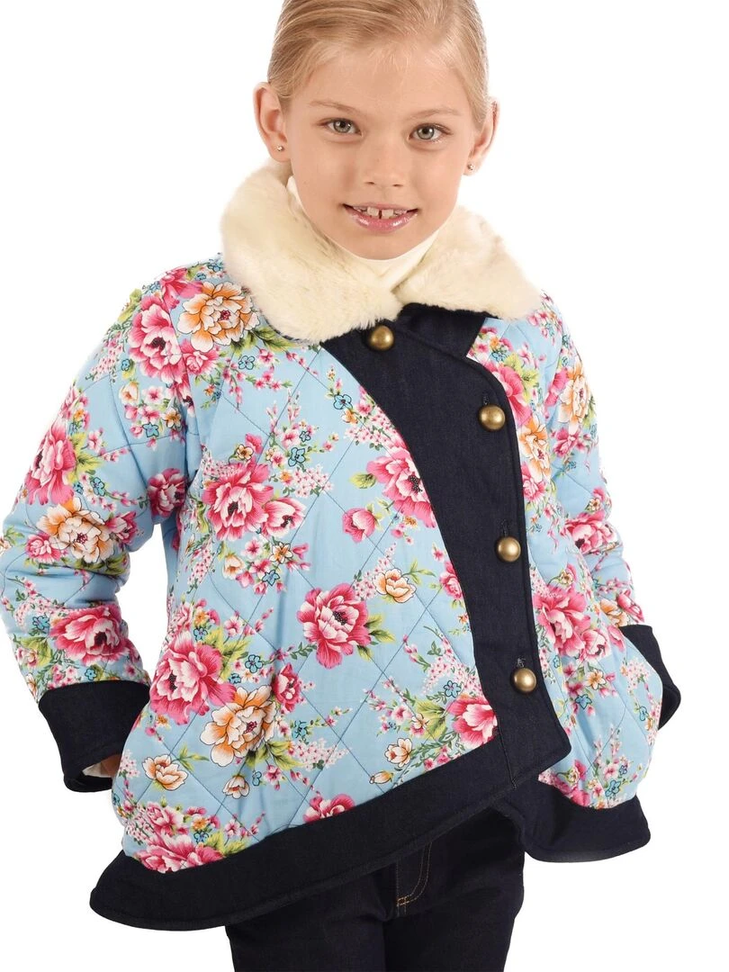 Kimono Court Fille Fleuri Bleu Turquoise CAPUCINE 'LA FAUTE A VOLTAIRE' Bleu turquoise