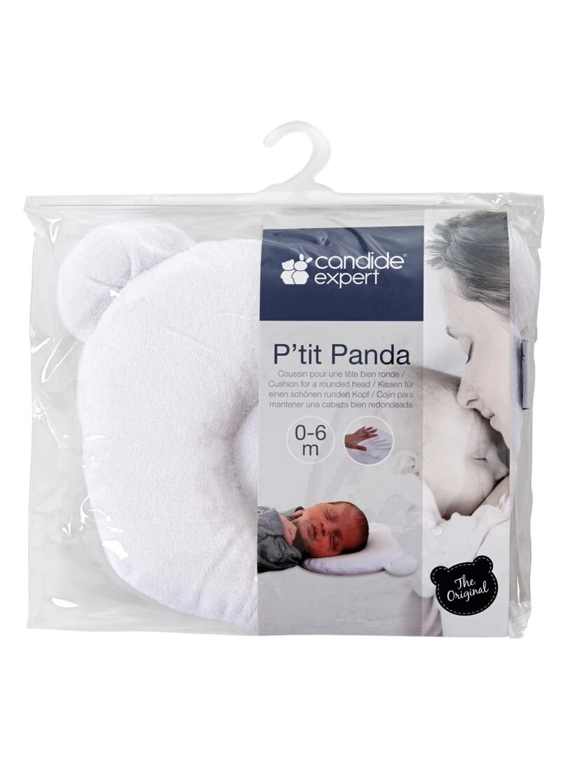 Candide Coussin cale tête bébé P'tit Panda Blanc Blanc