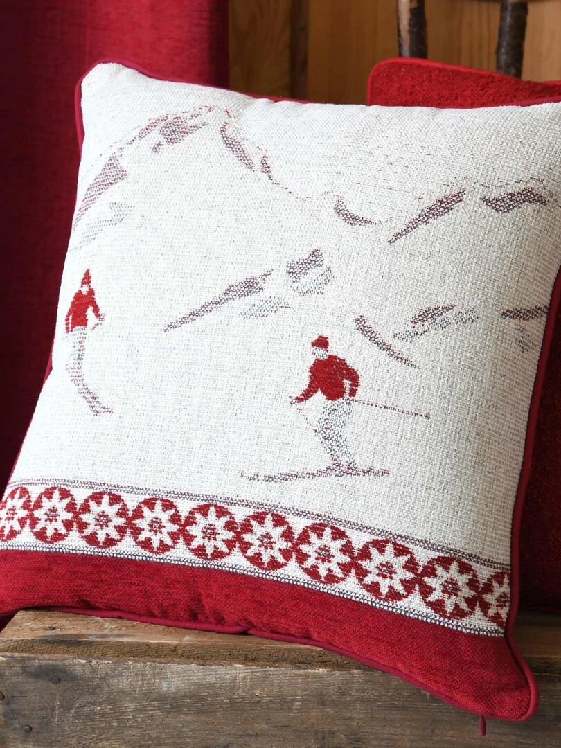 Coussin esprit station de ski   Rouge