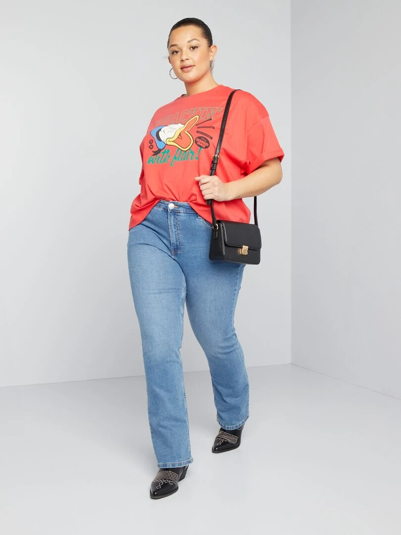 Tee shirt court imprimé 'Donald' Rouge