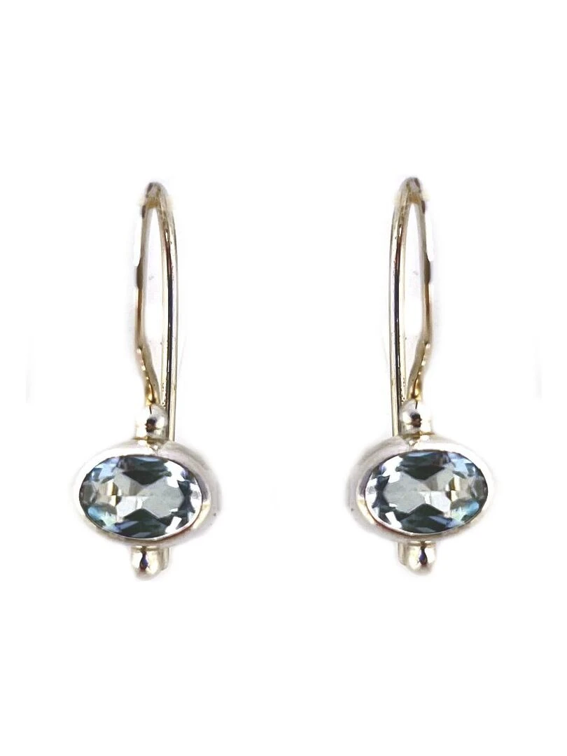 Boucles d'oreille dormeuse en argent topaze bleue Bijoucolor Argent