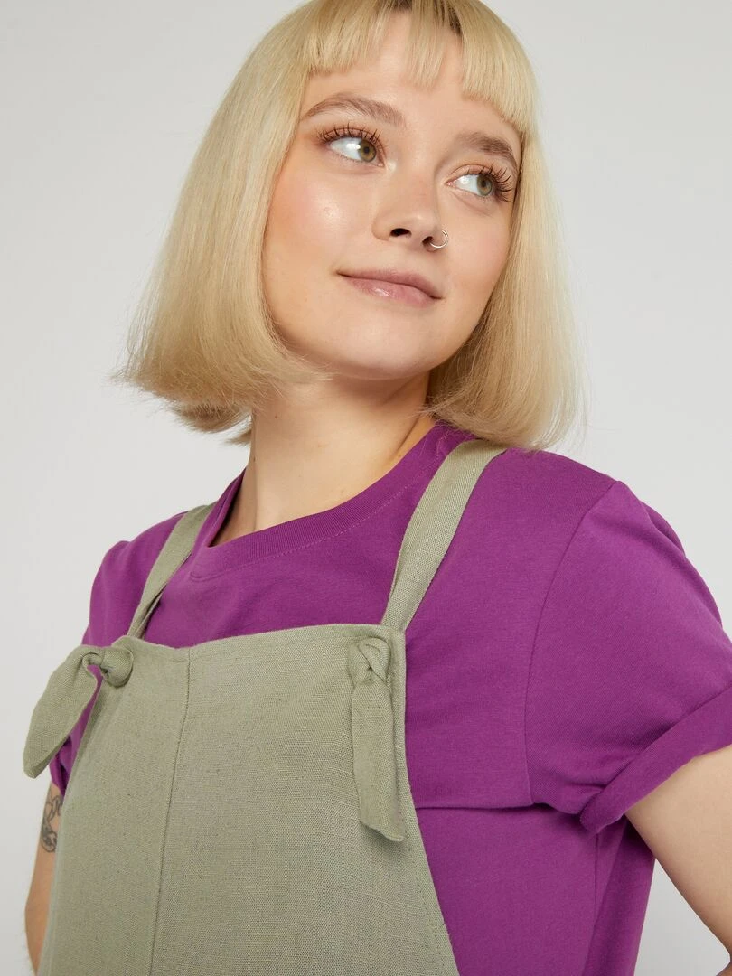 Combishort en lin   Vert