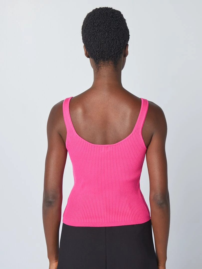 Débardeur en maille côtelée   Rose