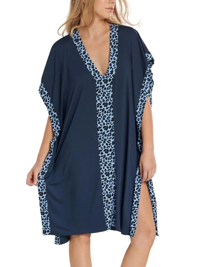 Caftan de plage mi long Veracruz Bleu
