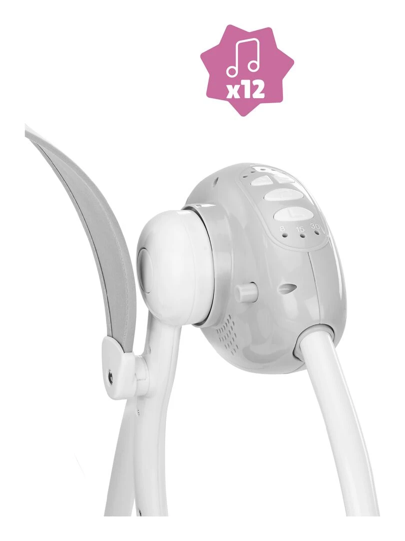 Badabulle Balancelle Electrique Bébé Candy   Arche de jeux inclus   Berceuses   Garantie à vie   Gris