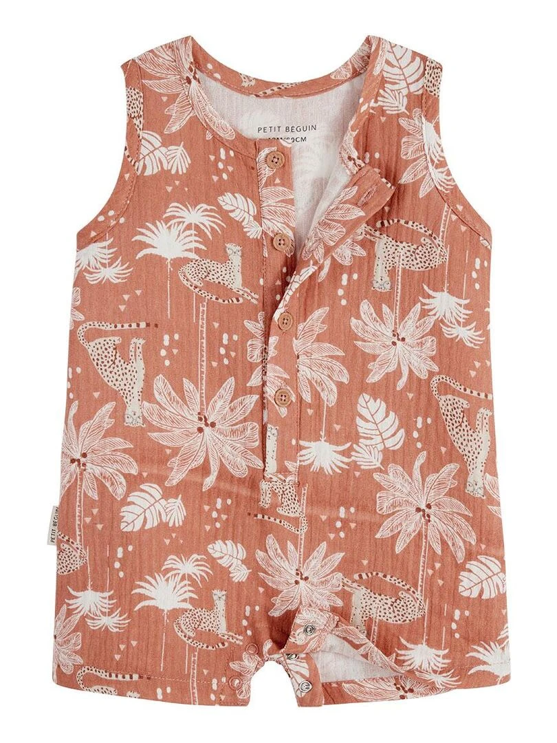 Combishort bébé en gaze de coton Oasis Rose foncé