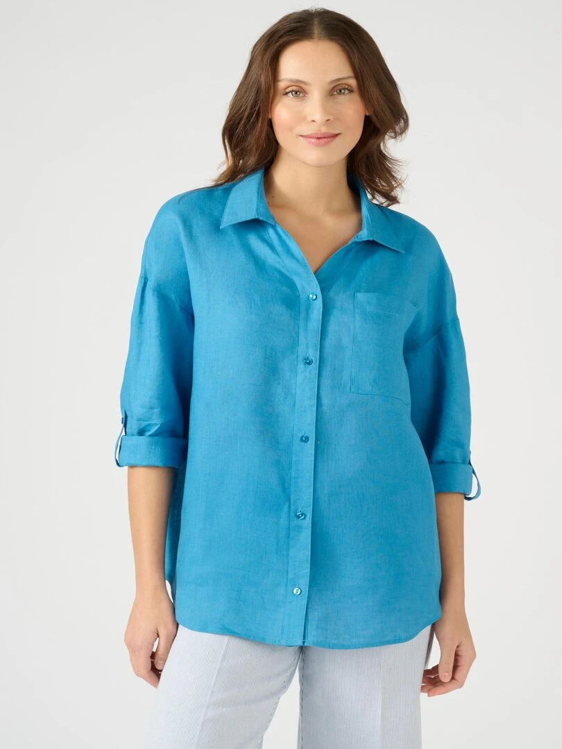 Chemise pur lin Damart Bleu