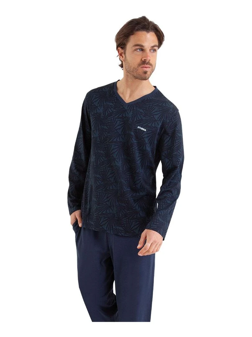 Pyjama long homme Easy Print Bleu marine